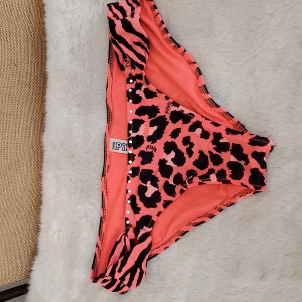VS PINK, Bikini Bottom, Animal Print, Rhinestone